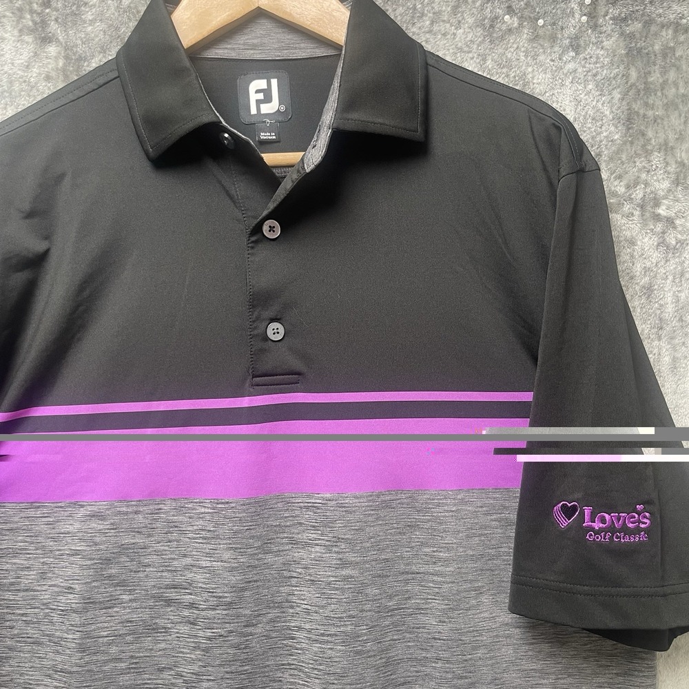Foot Joy Black/Purple/Gray Stretch Medium‎ Polo